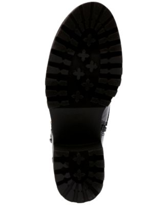 WILD PAIR Womens Black Lace Up Treaded Padded 1" Platform Buckle Accent Lug Sole Bridgitt Round Toe Zip-Up Moto M