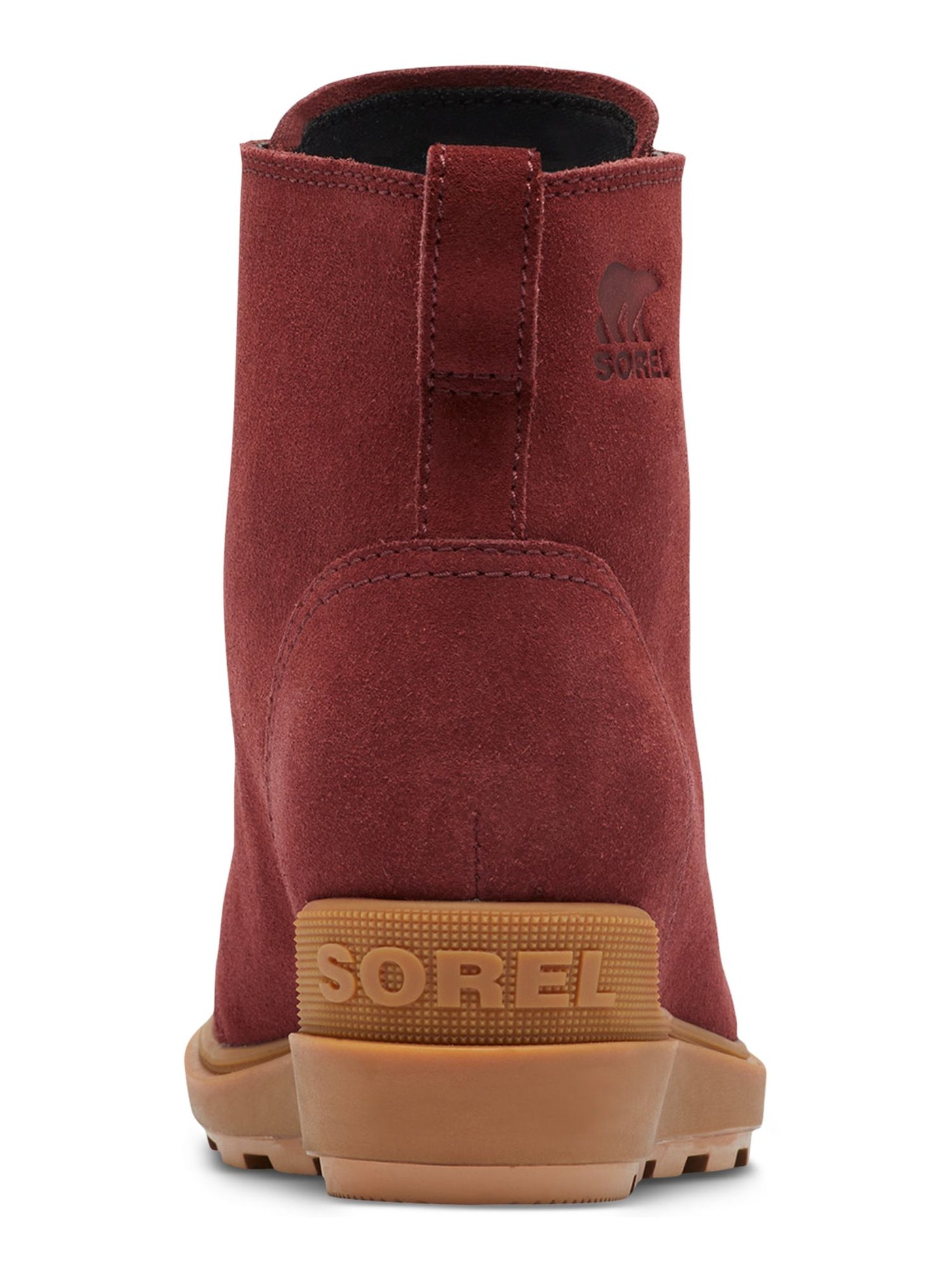 SOREL Womens Maroon Debossed Logo Heel Pull-Tab Cushioned Evie Ii Round Toe Lace-Up Leather Booties 8.5