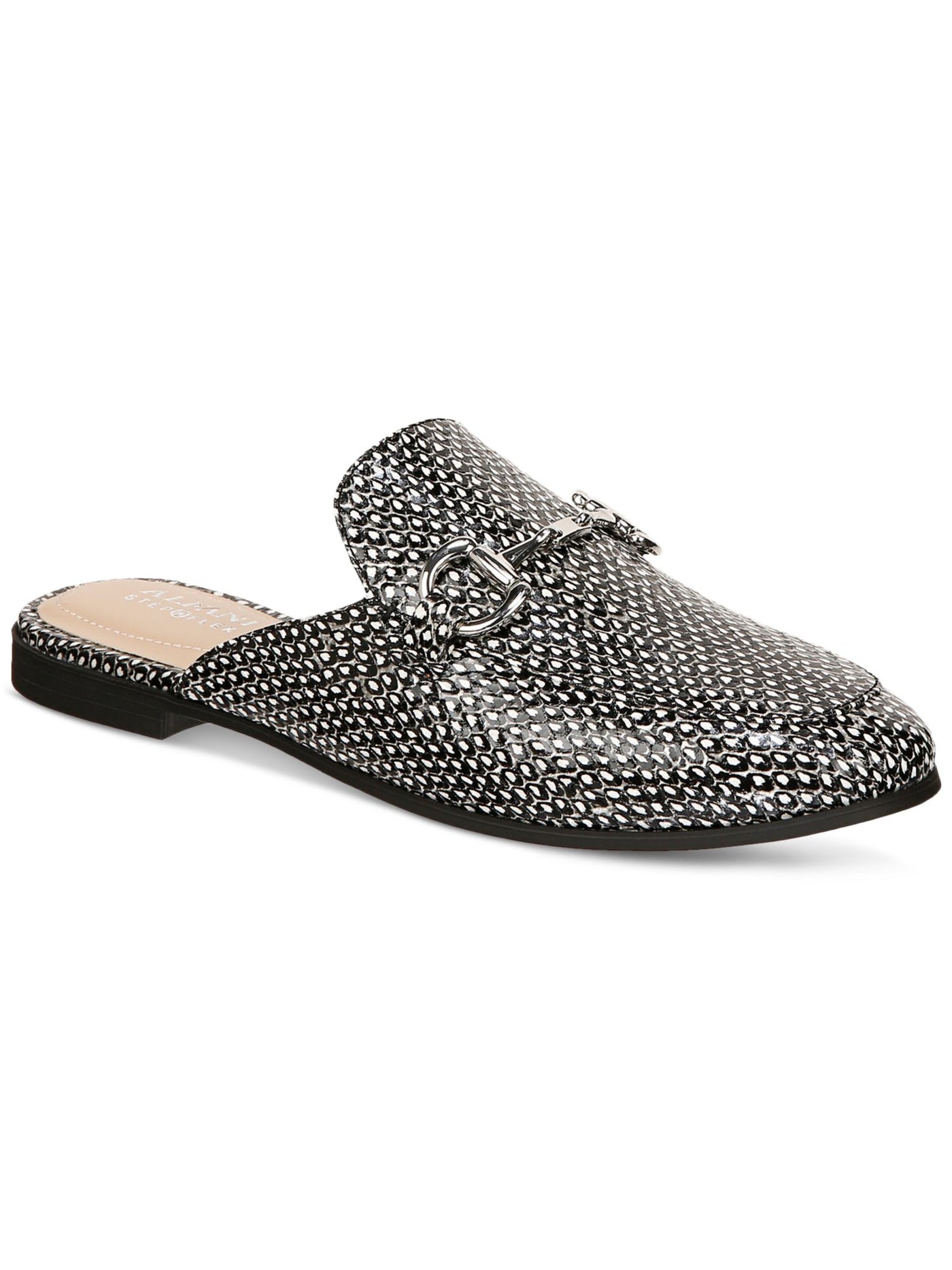 ALFANI Womens Gray Printed Bit-Buckle Hardware Padded Garlend Round Toe Slip On Mules 5 M