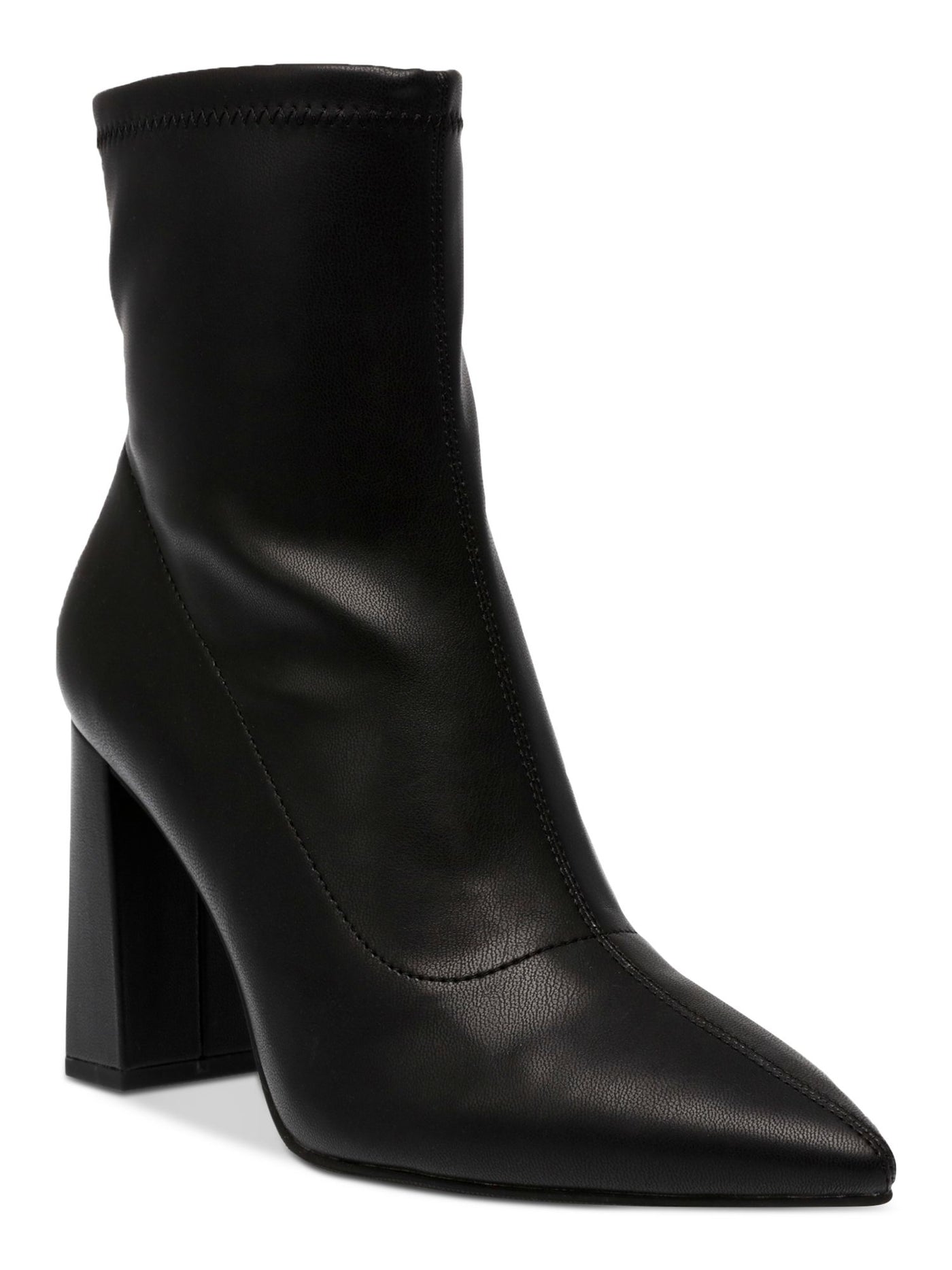 WILD PAIR Womens Black Padded Iloise Pointed Toe Block Heel Zip-Up Booties 6.5 M