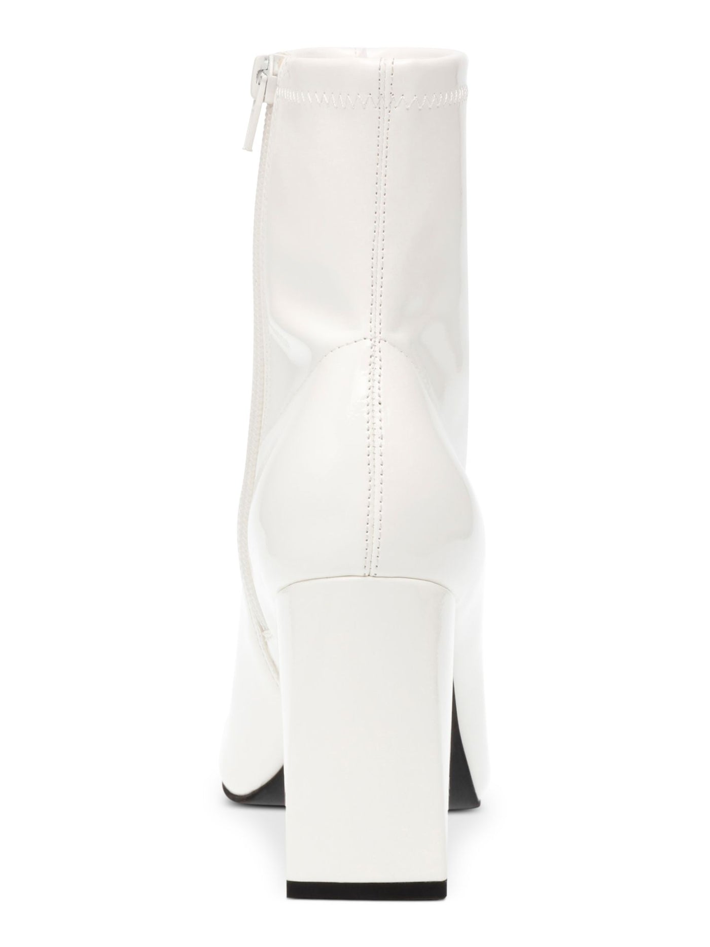 WILD PAIR Womens White Padded Iloise Pointed Toe Block Heel Zip-Up Booties 9 M