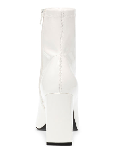 WILD PAIR Womens White Padded Iloise Pointed Toe Block Heel Zip-Up Booties 9 M