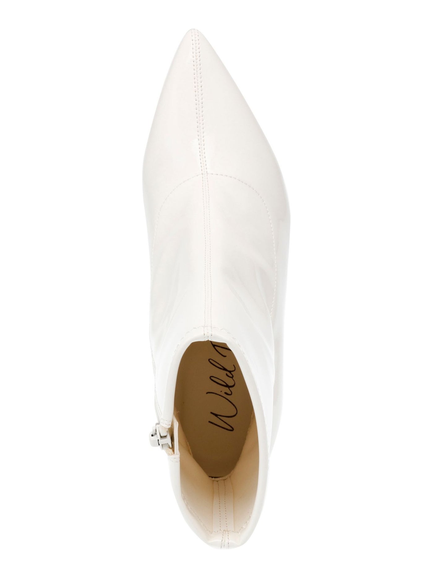 WILD PAIR Womens White Padded Iloise Pointed Toe Block Heel Zip-Up Booties 9 M