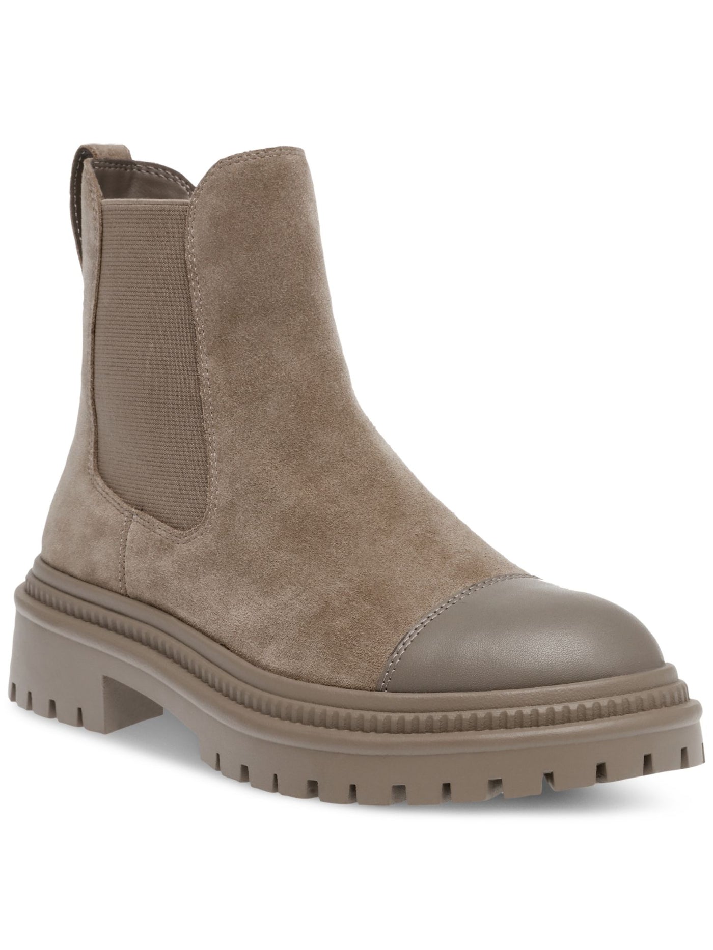 STEVE MADDEN Womens Gray 1" Platform Heel Pull-Tab Lug Sole Padded Mayslie Cap Toe Chelsea Boot 9 M