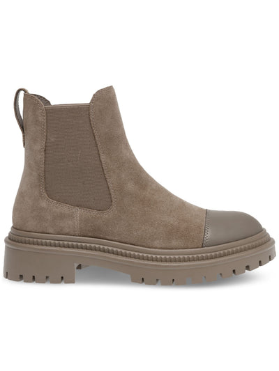 STEVE MADDEN Womens Gray 1" Platform Heel Pull-Tab Lug Sole Padded Mayslie Cap Toe Chelsea Boot 9 M