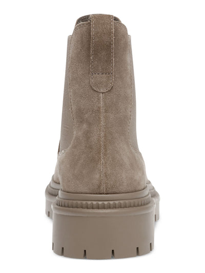STEVE MADDEN Womens Gray 1" Platform Heel Pull-Tab Lug Sole Padded Mayslie Cap Toe Chelsea Boot 9 M
