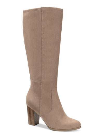 STYLE & COMPANY Womens Beige Extra Wide Calf Lightweight Breathable Cushioned Stretch Addyy Round Toe Block Heel Zip-Up Heeled Boots 8 W XWC