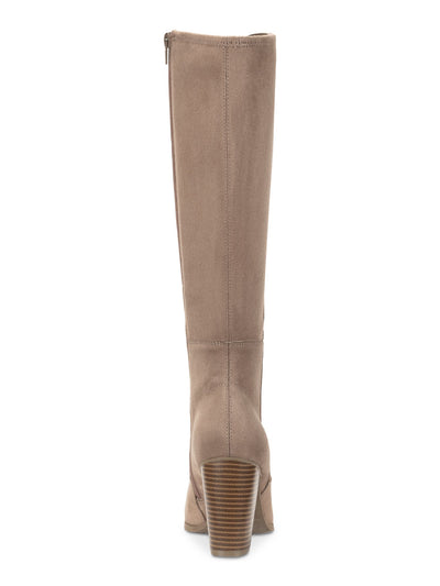 STYLE & COMPANY Womens Beige Extra Wide Calf Lightweight Breathable Cushioned Stretch Addyy Round Toe Block Heel Zip-Up Heeled Boots 8 W XWC
