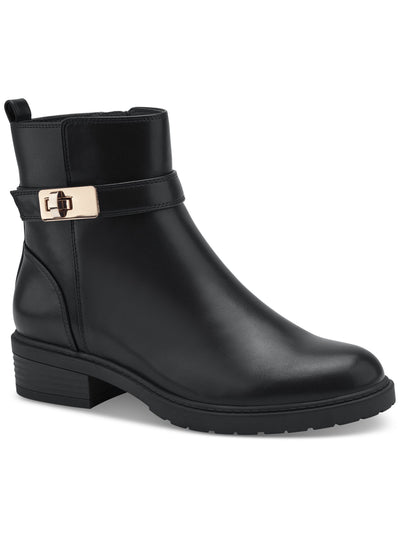 GIANI BERNINI Womens Black Buckled Strap Detail Heel Pull-Tab Arch Support Cushioned Becca Round Toe Block Heel Zip-Up Booties 9.5 M
