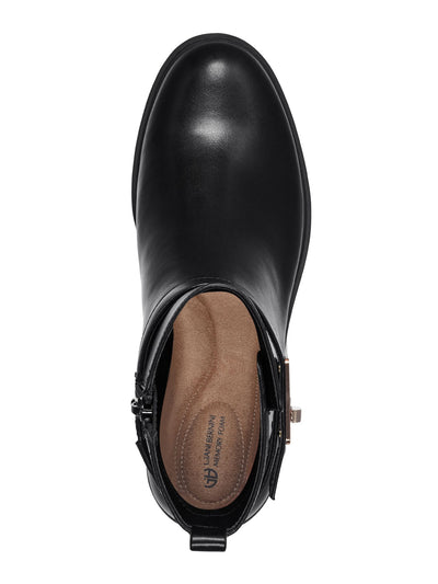 GIANI BERNINI Womens Black Buckled Strap Detail Heel Pull-Tab Arch Support Cushioned Becca Round Toe Block Heel Zip-Up Booties 9.5 M