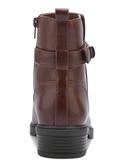 GIANI BERNINI Womens Brown Buckled Strap Detail Heel Pull-Tab Split Arch Support Cushioned Beccaap Round Toe Block Heel Zip-Up Booties 7.5 M