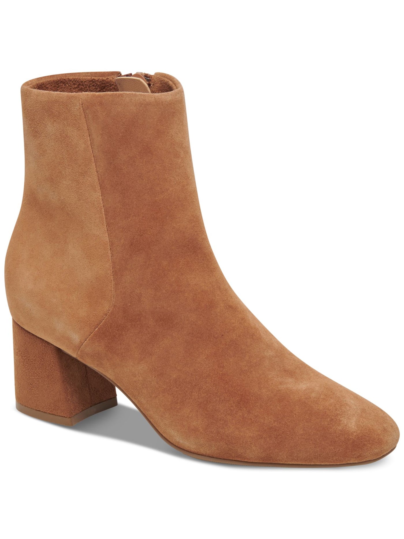 AQUA COLLEGE Womens Brown Waterproof Cushioned Echo Round Toe Block Heel Zip-Up Leather Dress Booties 7 M