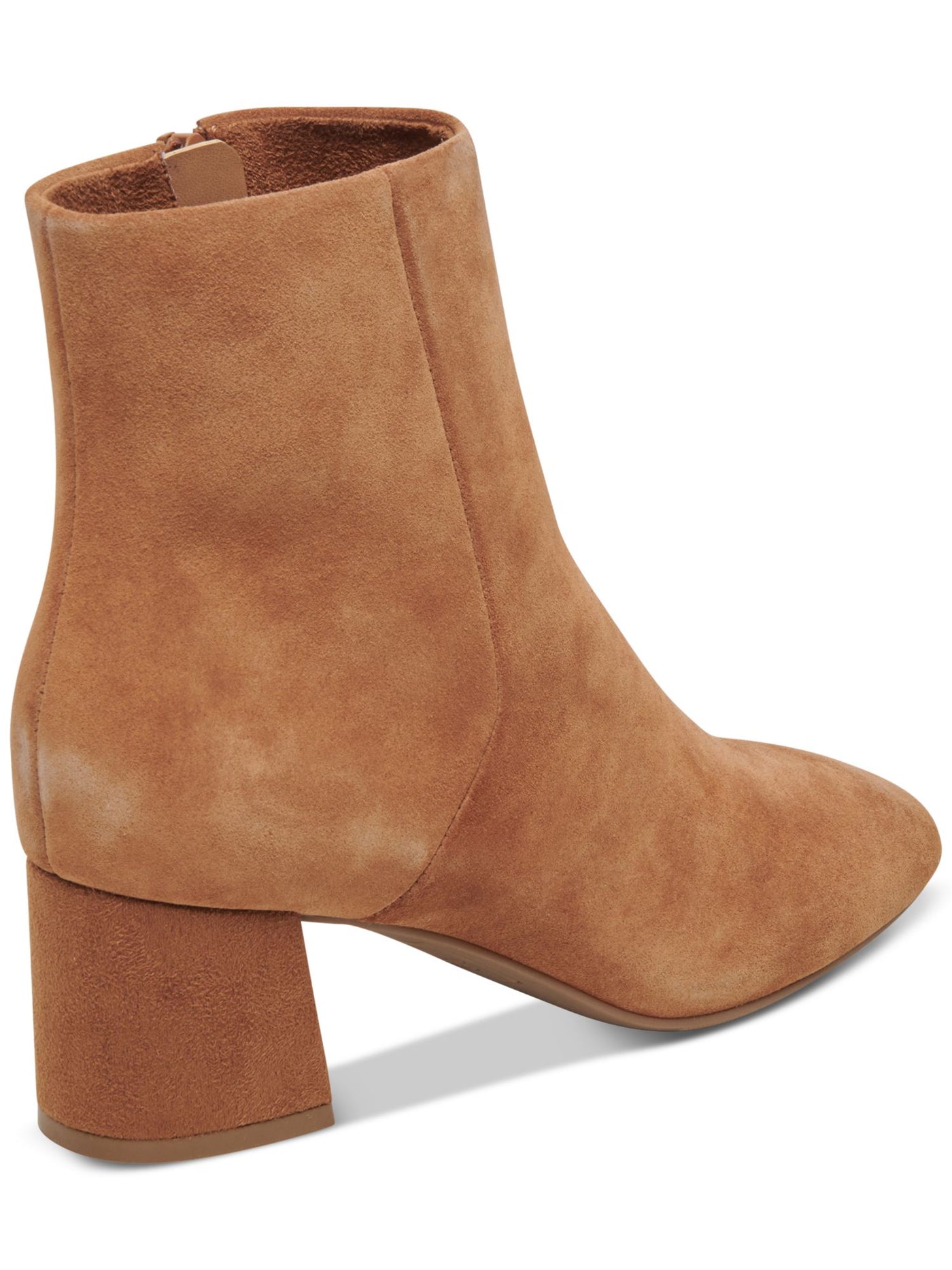 AQUA COLLEGE Womens Brown Waterproof Cushioned Echo Round Toe Block Heel Zip-Up Leather Dress Booties 7 M