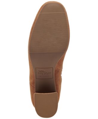 AQUA COLLEGE Womens Brown Waterproof Cushioned Echo Round Toe Block Heel Zip-Up Leather Dress Booties M