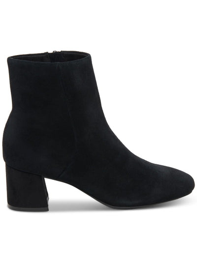 AQUA COLLEGE Womens Black Waterproof Cushioned Echo Round Toe Block Heel Zip-Up Leather Dress Booties 10