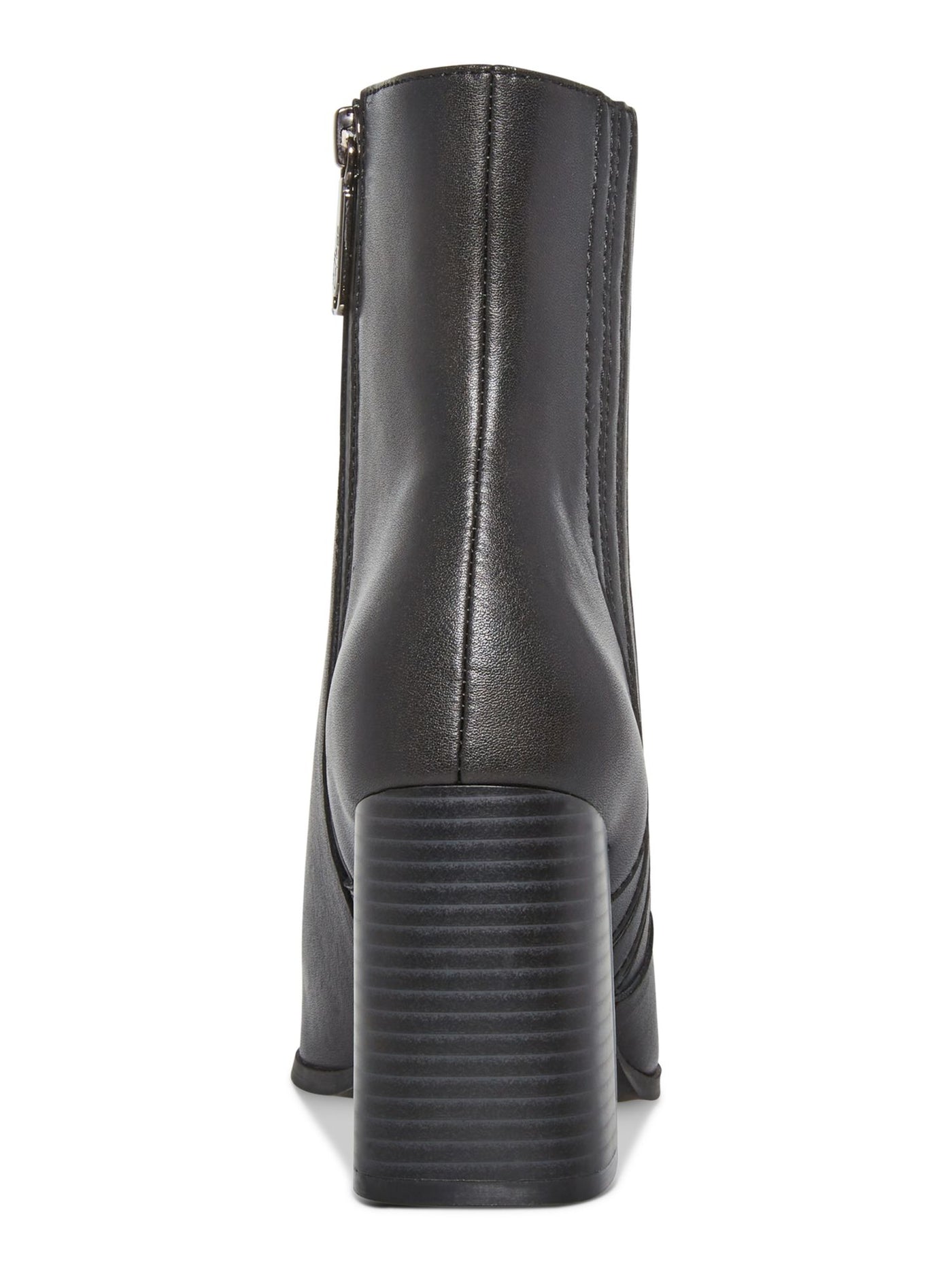 AQUA COLLEGE Womens Black Goring Cushioned Waterproof Slip Resistant Iconic Pointed Toe Stacked Heel Zip-Up Leather Dress Booties 7 M
