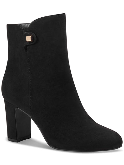CHARTER CLUB Womens Black Strap With Hardware Detail Cut Out Padded Matildaa Round Toe Block Heel Zip-Up Dress Booties 9.5 M