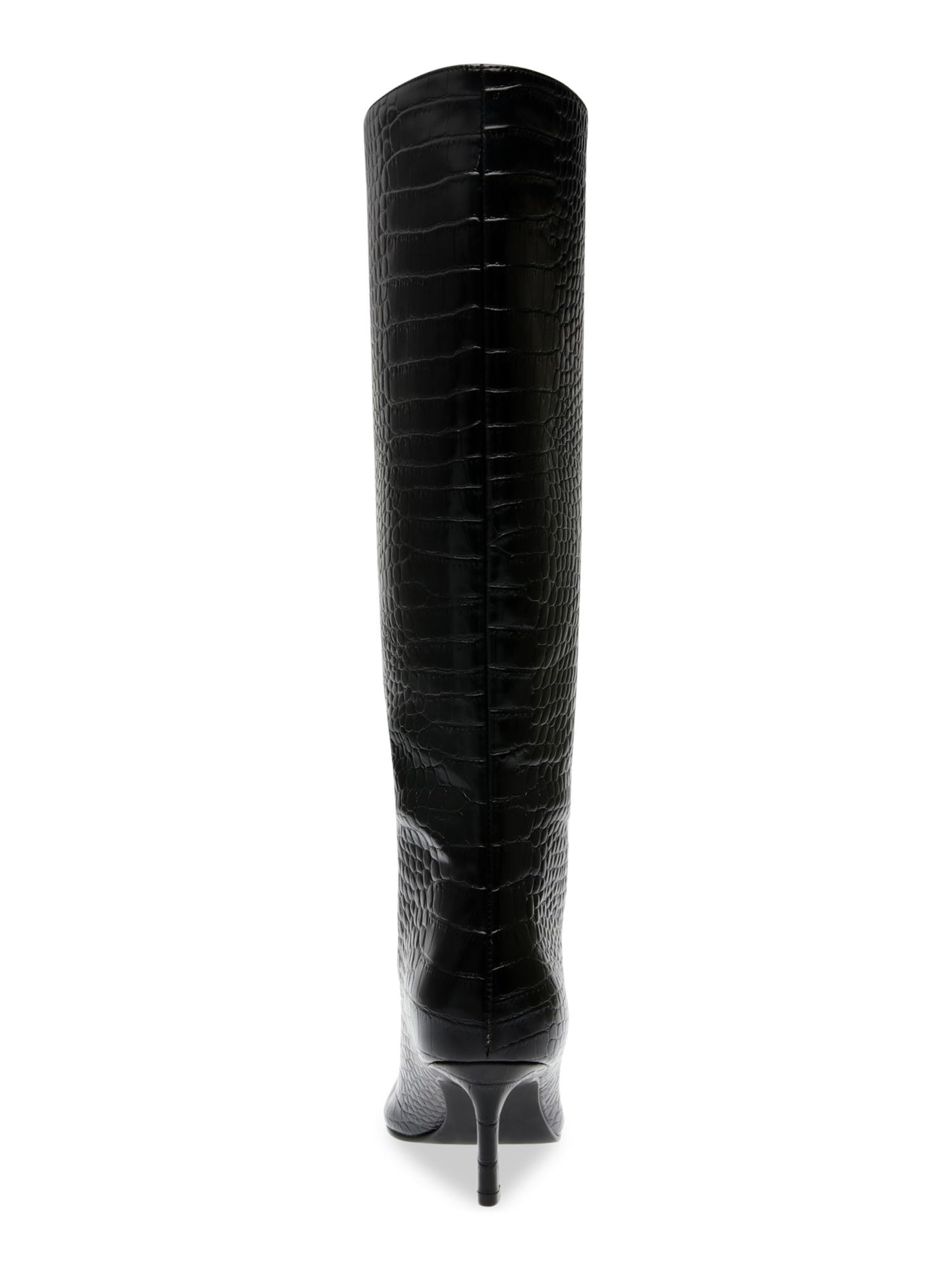 STEVE MADDEN Womens Black Croc Embossed Padded Lavan Pointed Toe Kitten Heel Leather Dress Boots 6 M