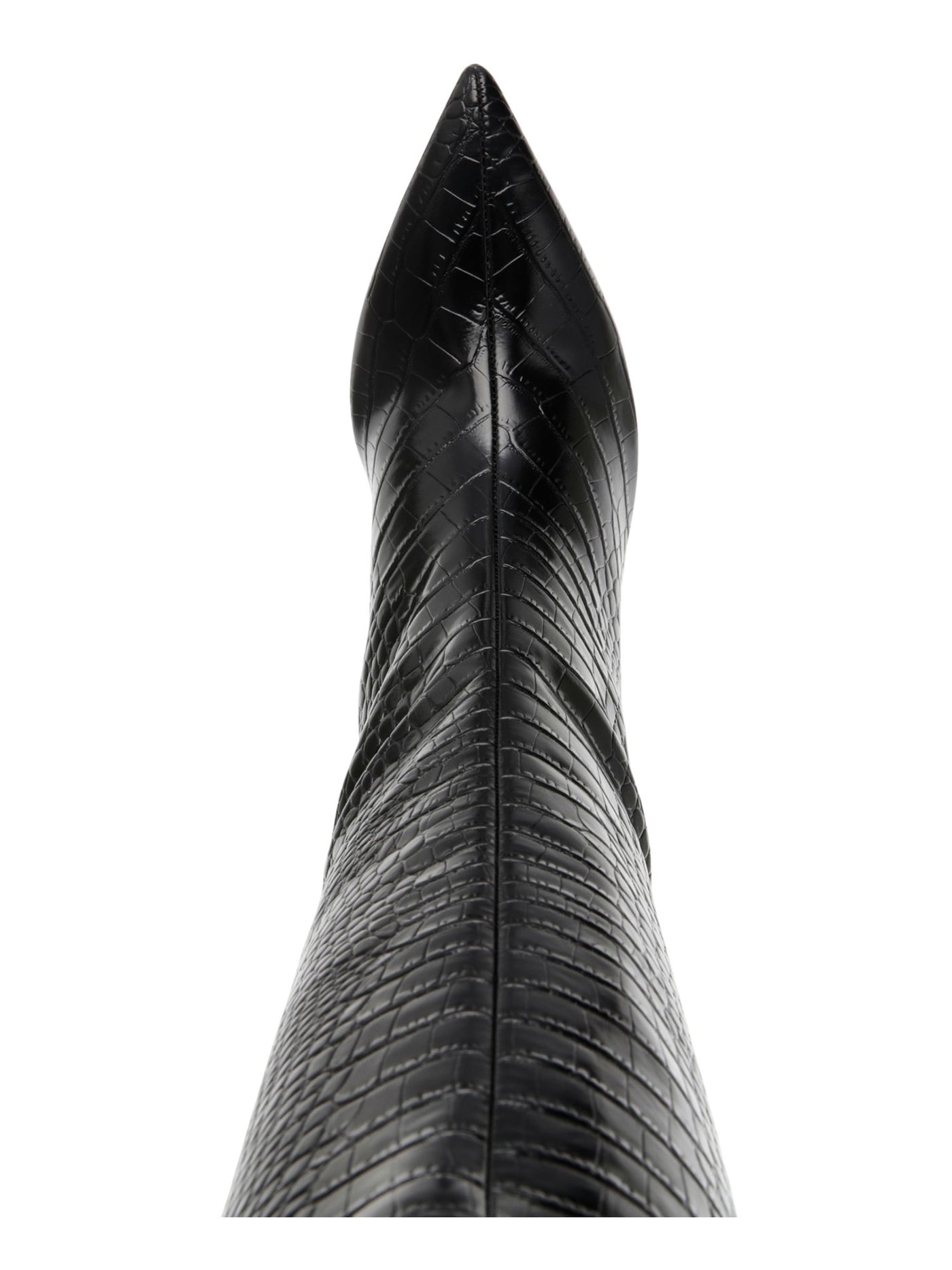 STEVE MADDEN Womens Black Croc Embossed Padded Lavan Pointed Toe Kitten Heel Leather Dress Boots 6 M