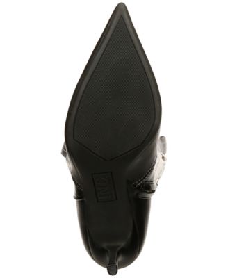 INC Womens Black Color Block Mid Shaft Zip Contrast Embroidered Dual Pull-Tabs Curved Padded Hayleigh Pointed Toe Kitten Heel Dress Western Boot M