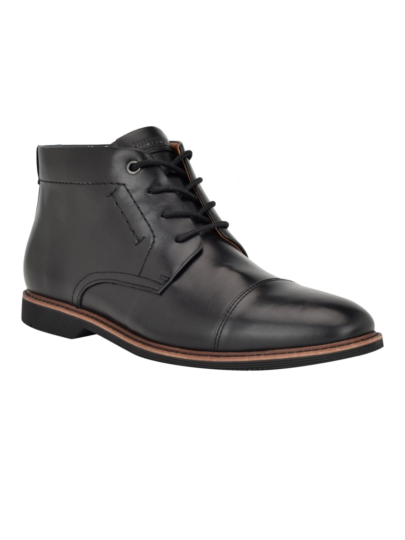 TOMMY HILFIGER Mens Black Cushioned Rawstin Cap Toe Lace-Up Dress Chukka Boots 11