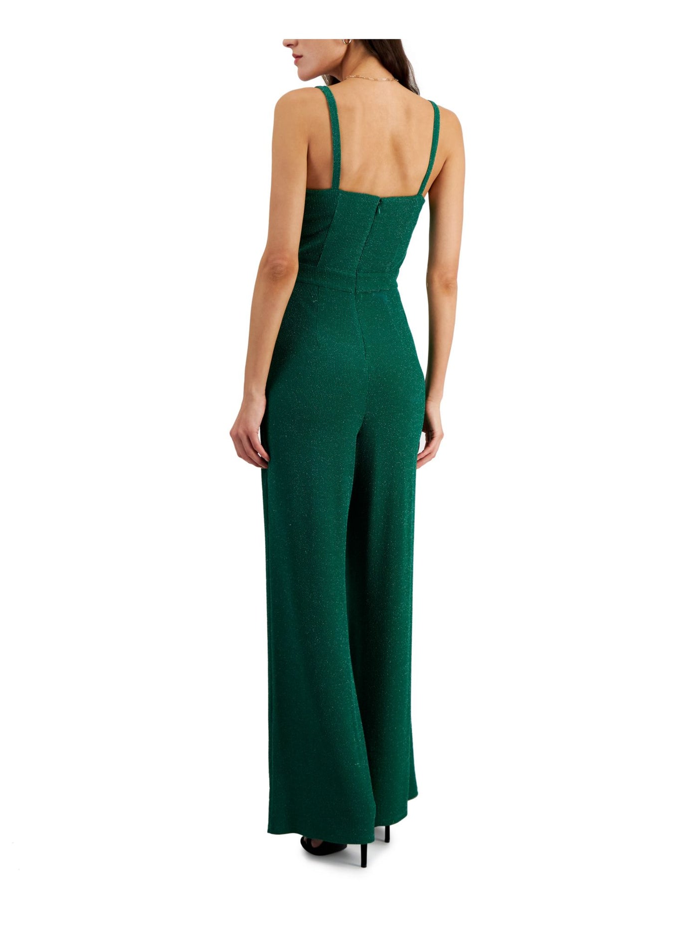 RACHEL RACHEL ROY Womens Green Pleated Zippered Corset Bodice Pocketed Sleeveless Sweetheart Neckline Party Wide Leg Jumpsuit S