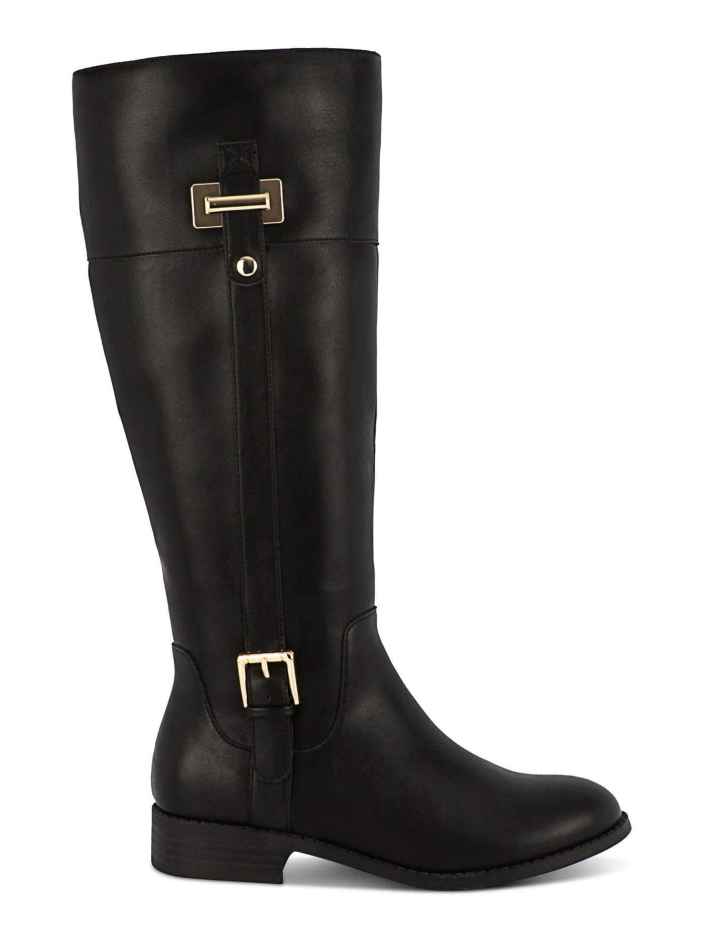 KAREN SCOTT Womens Black Goring Padded Buckle Accent Edenn Almond Toe Block Heel Zip-Up Riding Boot 9 W WC