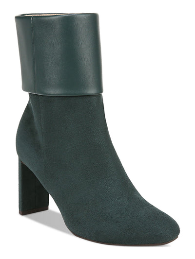 ALFANI Womens Green Mixed Media Cuffed Padded Ajojo Almond Toe Block Heel Zip-Up Dress Boots 7 M