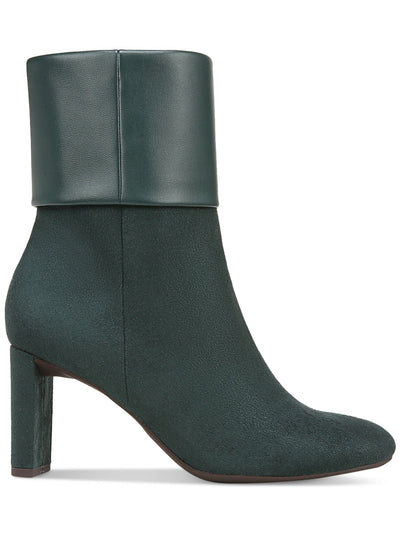 ALFANI Womens Green Mixed Media Cuffed Padded Ajojo Almond Toe Block Heel Zip-Up Dress Boots 7 M