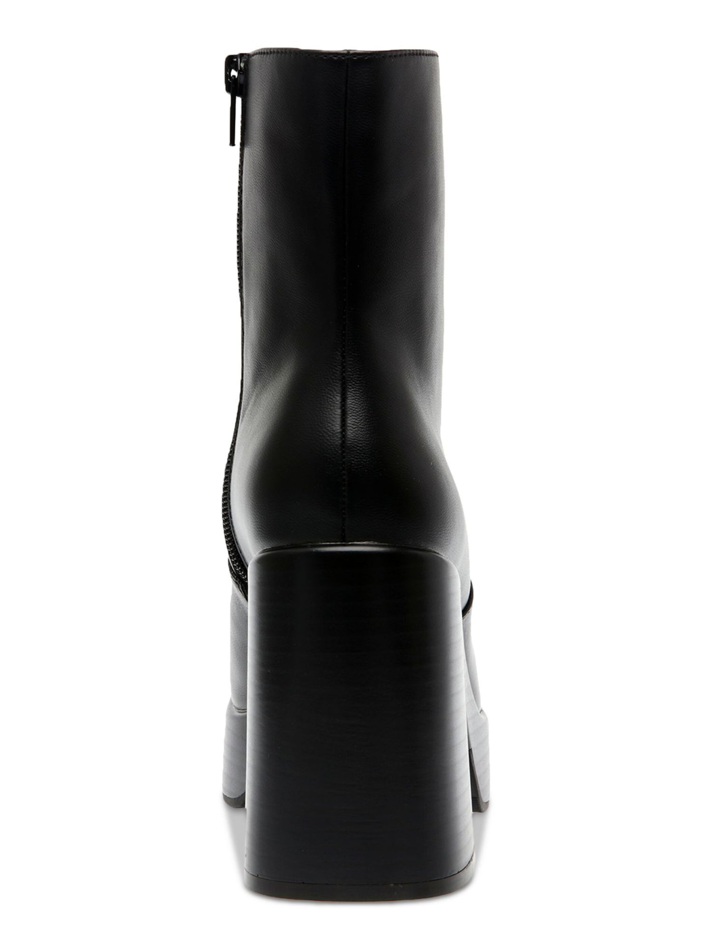 WILD PAIR Womens Black 1" Platform Padded Lug Sole Stellaa Square Toe Block Heel Zip-Up Heeled Boots 8.5 M