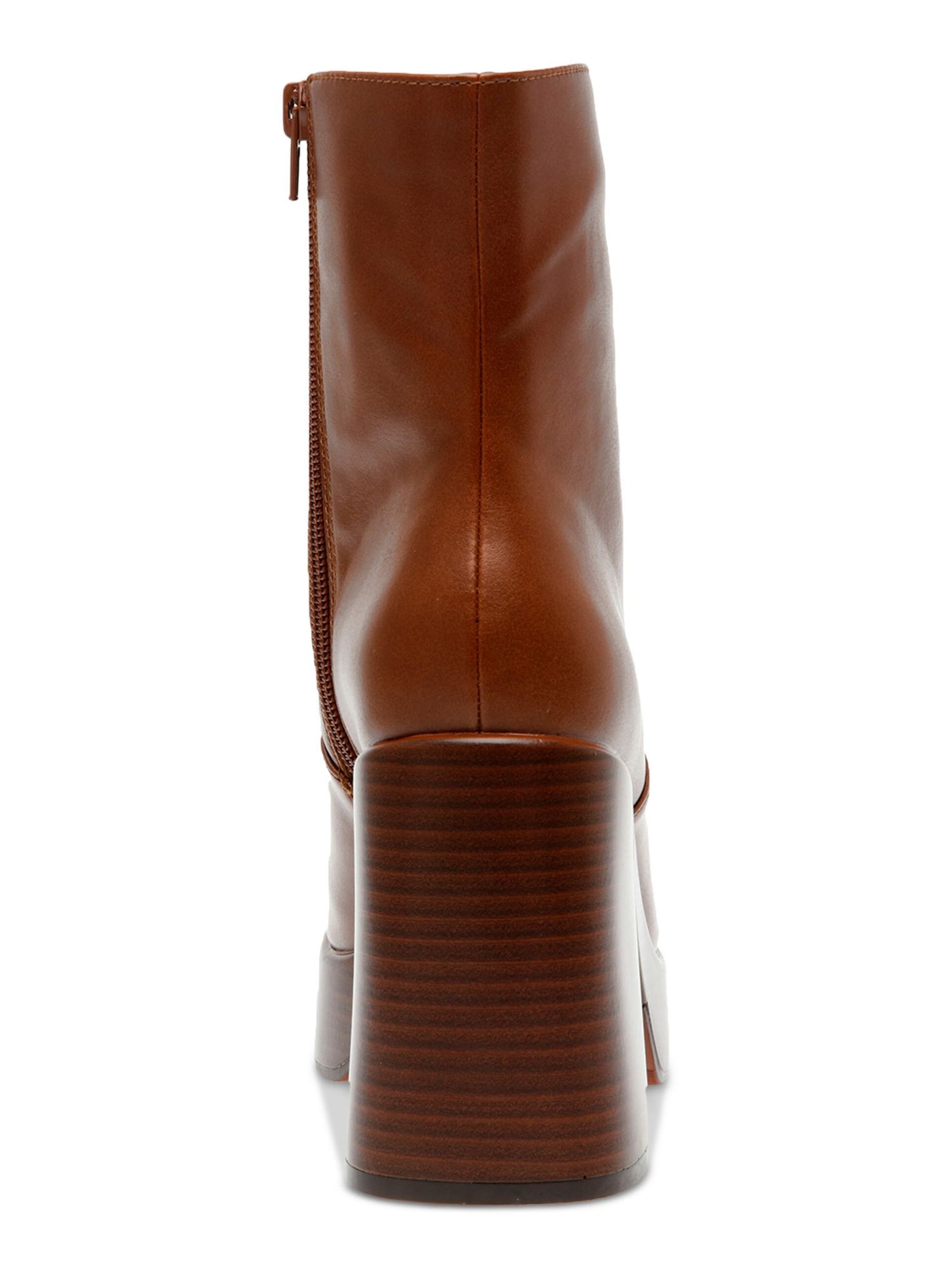 WILD PAIR Womens Brown 1" Platform Padded Lug Sole Stellaa Square Toe Block Heel Zip-Up Heeled Boots 9.5 M