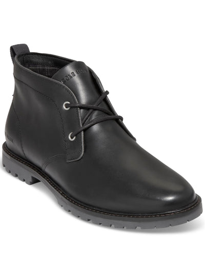 COLE HAAN Mens Black Padded Heel Pull-Tab Lug Sole Water Resistant Midland Round Toe Block Heel Lace-Up Leather Chukka Boots 11 M
