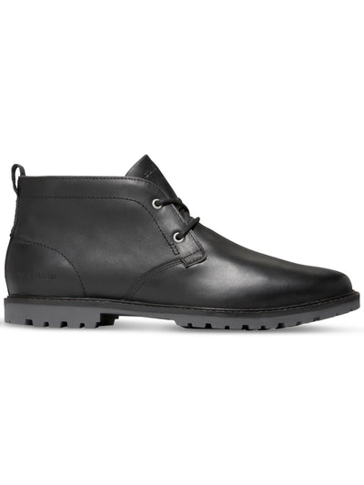COLE HAAN Mens Black Padded Heel Pull-Tab Lug Sole Water Resistant Midland Round Toe Block Heel Lace-Up Leather Chukka Boots 11 M