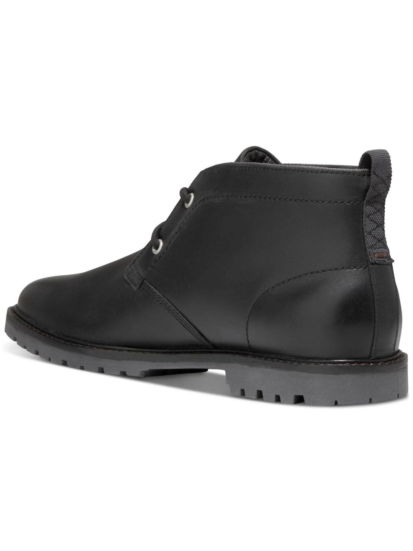 COLE HAAN Mens Black Padded Heel Pull-Tab Lug Sole Water Resistant Midland Round Toe Block Heel Lace-Up Leather Chukka Boots 11 M
