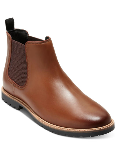 COLE HAAN Mens Brown Goring Padded Heel Pull-Tab Lug Sole Water Resistant Midland Round Toe Block Heel Chelsea Boot 9 M