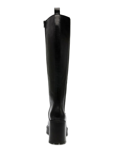 STEVE MADDEN Womens Black Treaded Padded Goring Lug Sole Deegan Round Toe Zip-Up Heeled Boots 9.5 M
