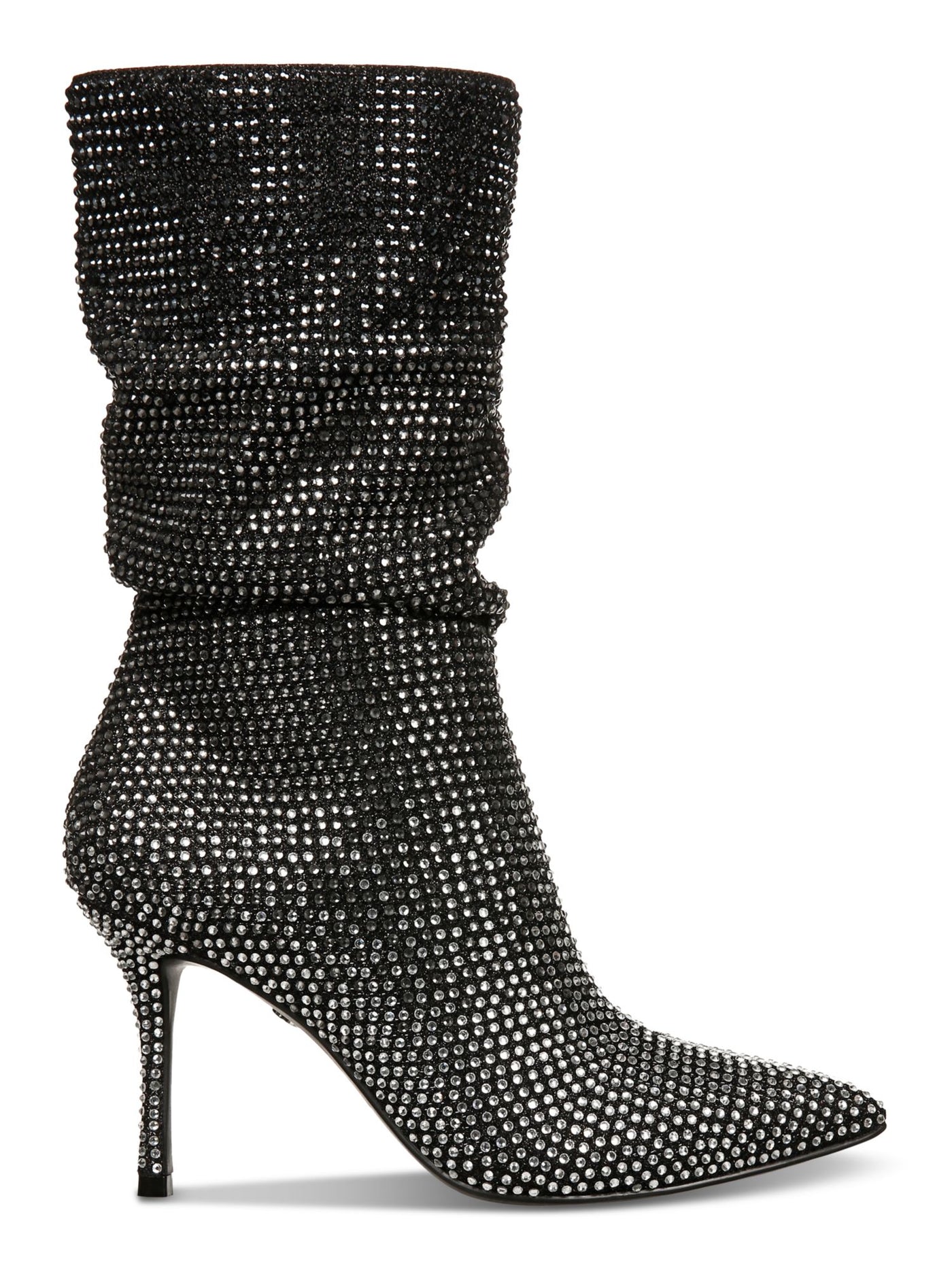 THALIA SODI Womens Black Ombre Rhinestone Padded Raquell Pointed Toe Stiletto Zip-Up Dress Slouch Boot 9.5 M