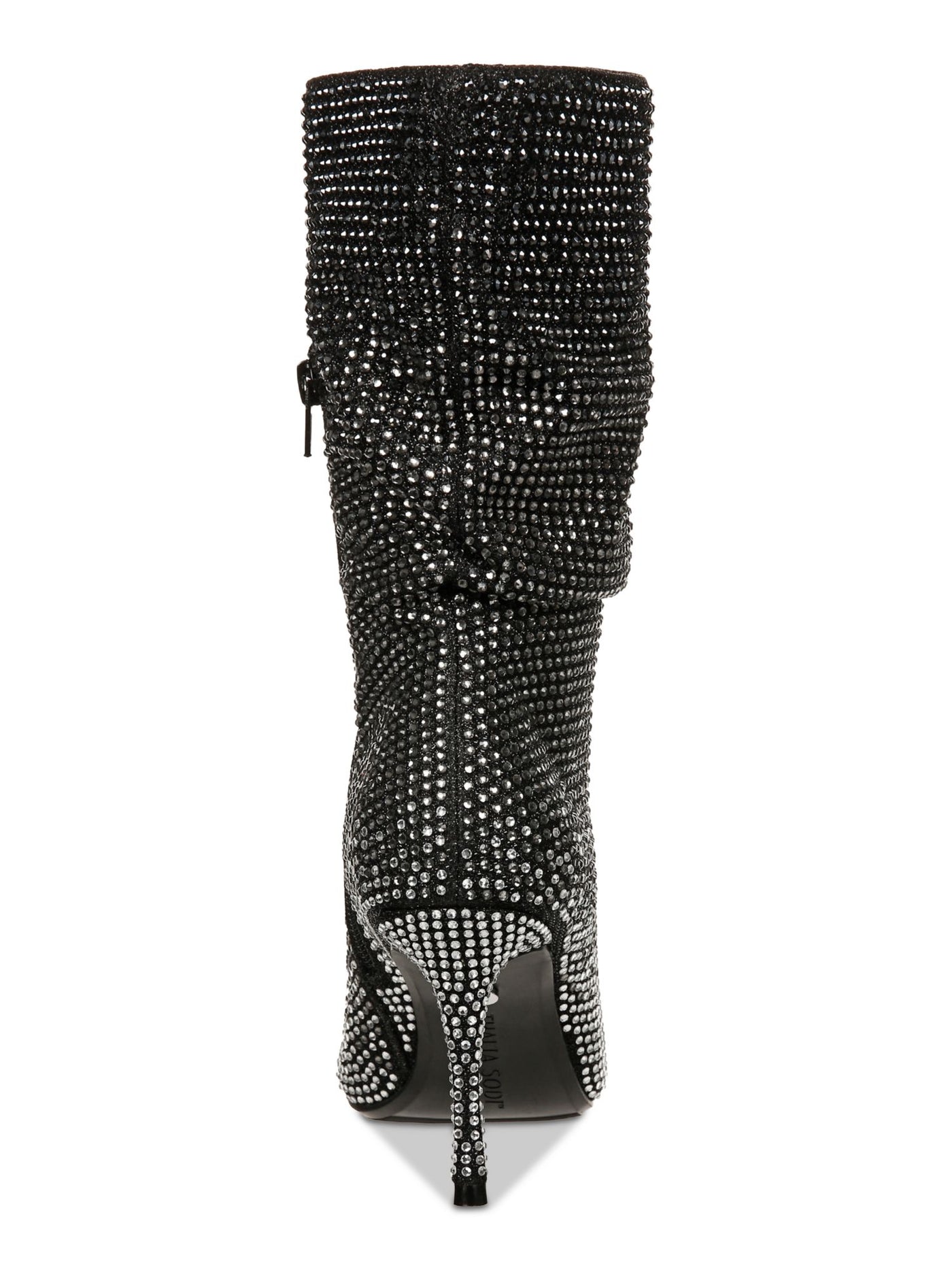 THALIA SODI Womens Black Ombre Rhinestone Padded Raquell Pointed Toe Stiletto Zip-Up Dress Slouch Boot 9.5 M