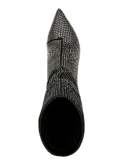 THALIA SODI Womens Black Ombre Rhinestone Padded Raquell Pointed Toe Stiletto Zip-Up Dress Slouch Boot 7.5 M