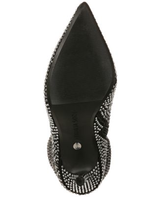 THALIA SODI Womens Black Ombre Rhinestone Padded Raquell Pointed Toe Stiletto Zip-Up Dress Slouch Boot M