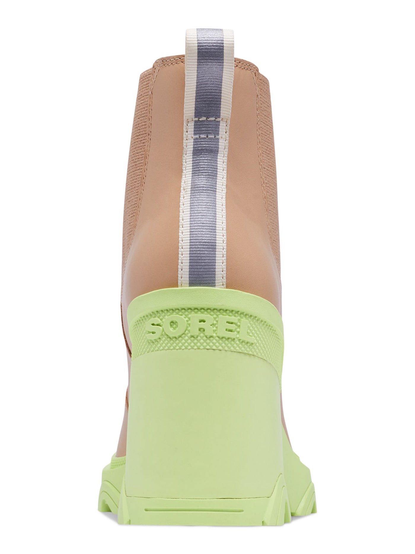 SOREL Womens Beige Contrast Sole Heel Pull Tab 1" Platform Water Resistant Goring Brex Round Toe Block Heel Chelsea Boot 9