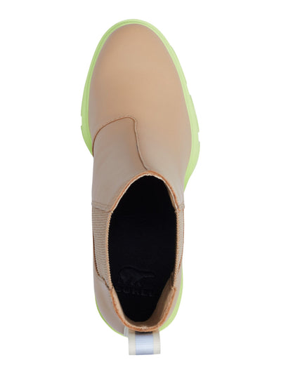 SOREL Womens Beige Contrast Sole Heel Pull Tab 1" Platform Water Resistant Goring Brex Round Toe Block Heel Chelsea 11