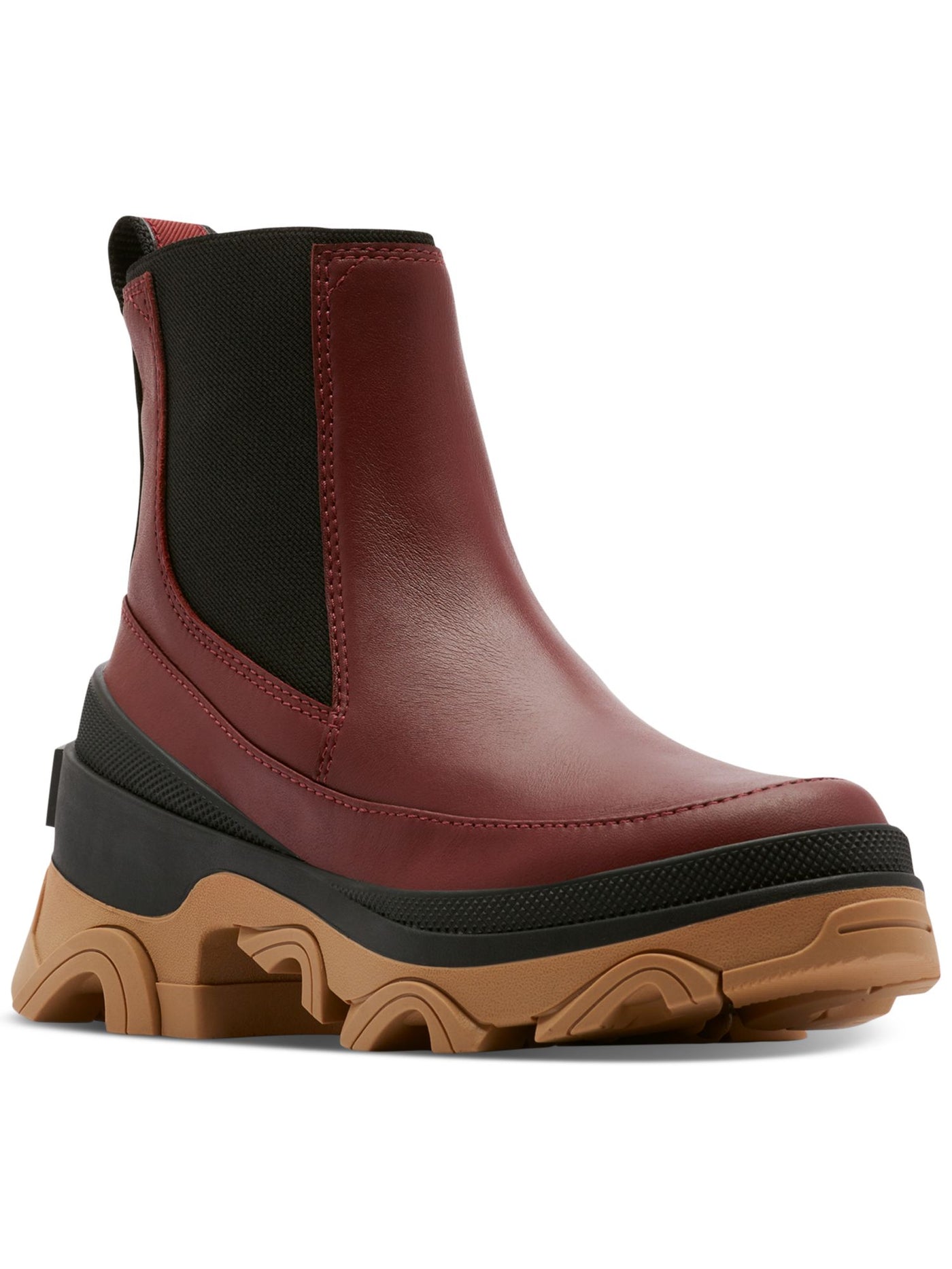 SOREL Womens Maroon Mixed Media 1-1/2" Platform Goring Removed Cushioned Insole Arch Support Waterproof Slip Resistant Brex Round Toe Wedge Slip On Leather Chelsea 9.5