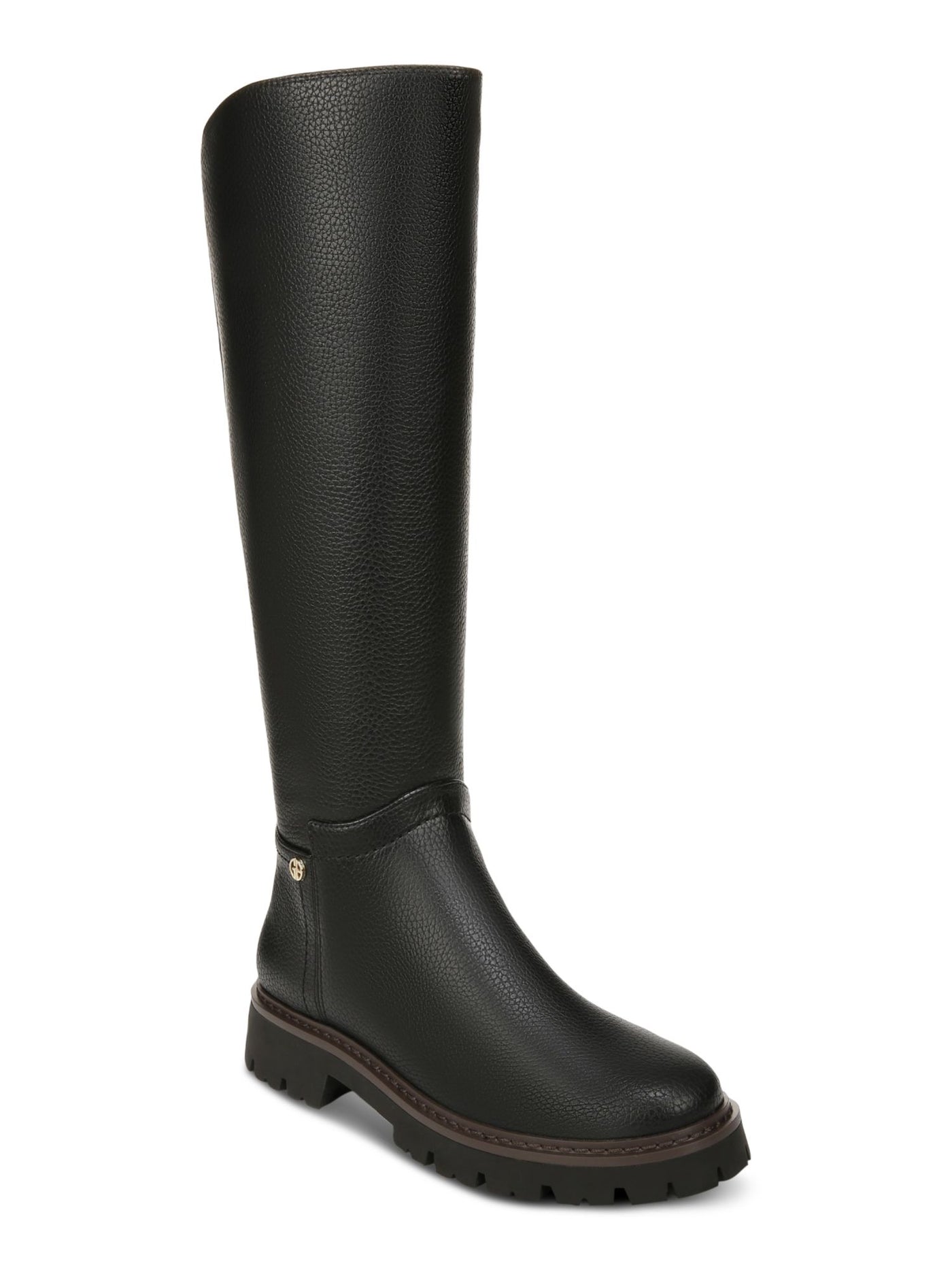 GIANI BERNINI Womens Black Logo Hardware Pull-Tab Arch Support Lug Sole Cushioned Jordyy Round Toe Zip-Up Riding Boot 6 M