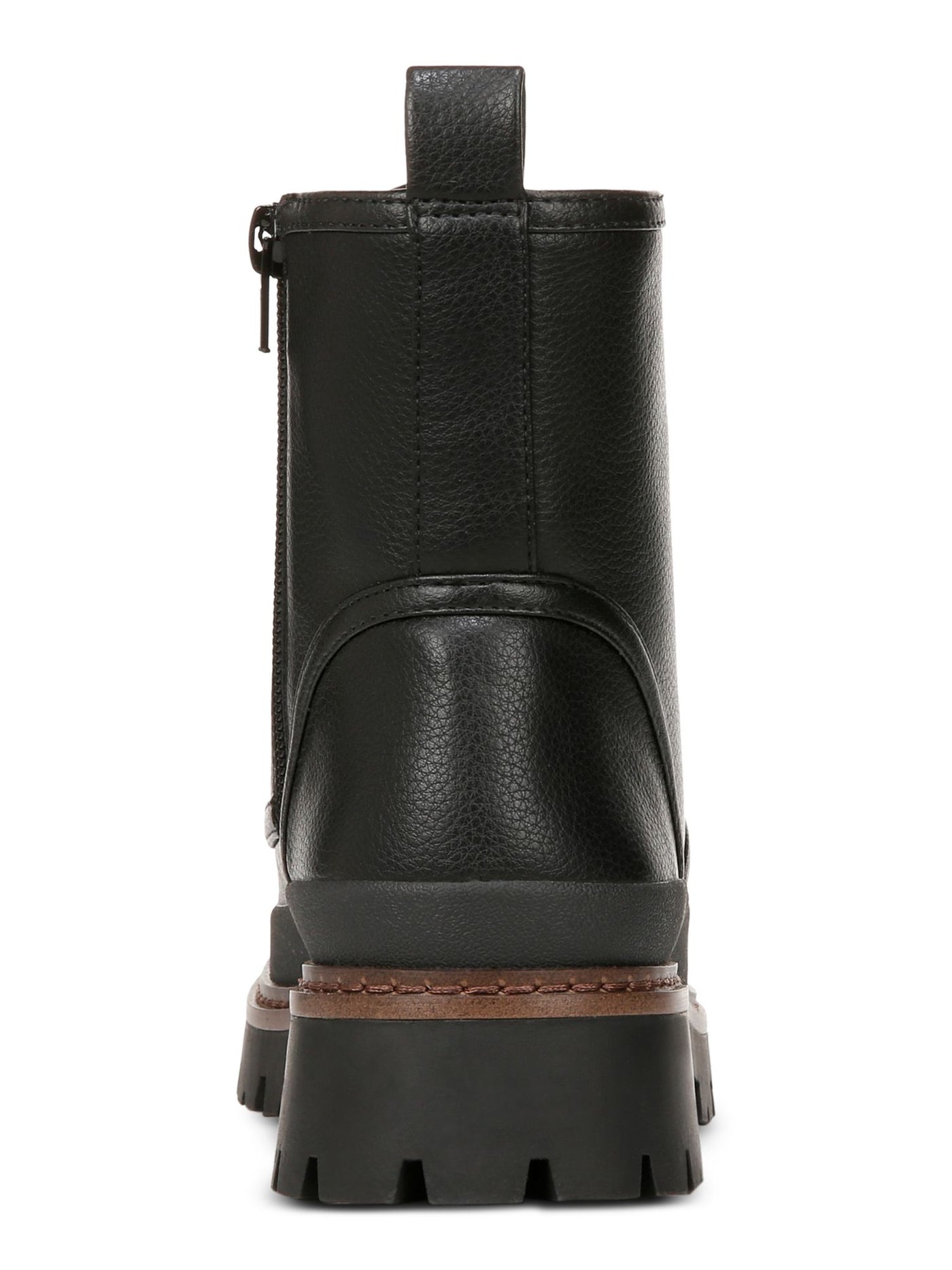 GIANI BERNINI Womens Black Treaded Heel Pull-Tab Lace Up Cushioned Lug Sole Janessaa Cap Toe Zip-Up Leather Combat Boots 5 M