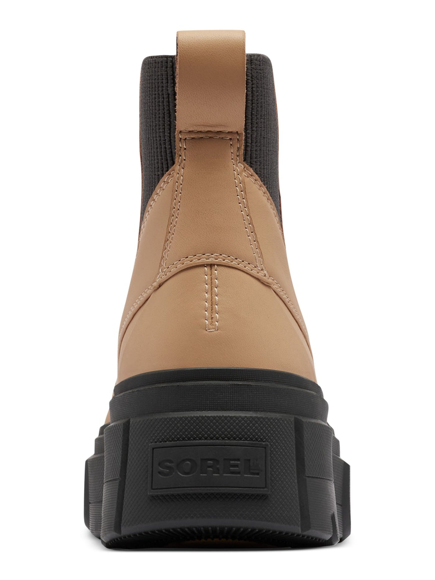 SOREL Womens Beige Heel Pull-Tab Goring Cushioned Caribou Round Toe Platform Chelsea 9.5