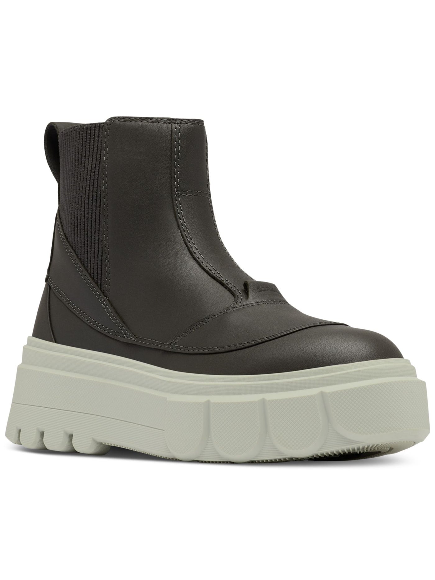 SOREL Womens Gray Heel Pull-Tab Goring Cushioned Caribou X Round Toe Platform Chelsea Boot 9