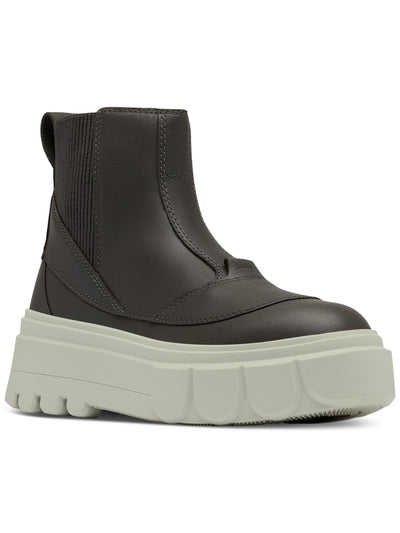 SOREL Womens Gray Heel Pull-Tab Goring Cushioned Caribou X Round Toe Platform Chelsea Boot 9