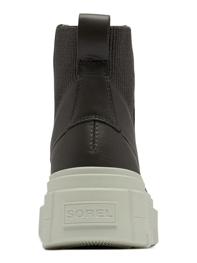 SOREL Womens Gray Heel Pull-Tab Goring Cushioned Caribou X Round Toe Platform Chelsea Boot 9