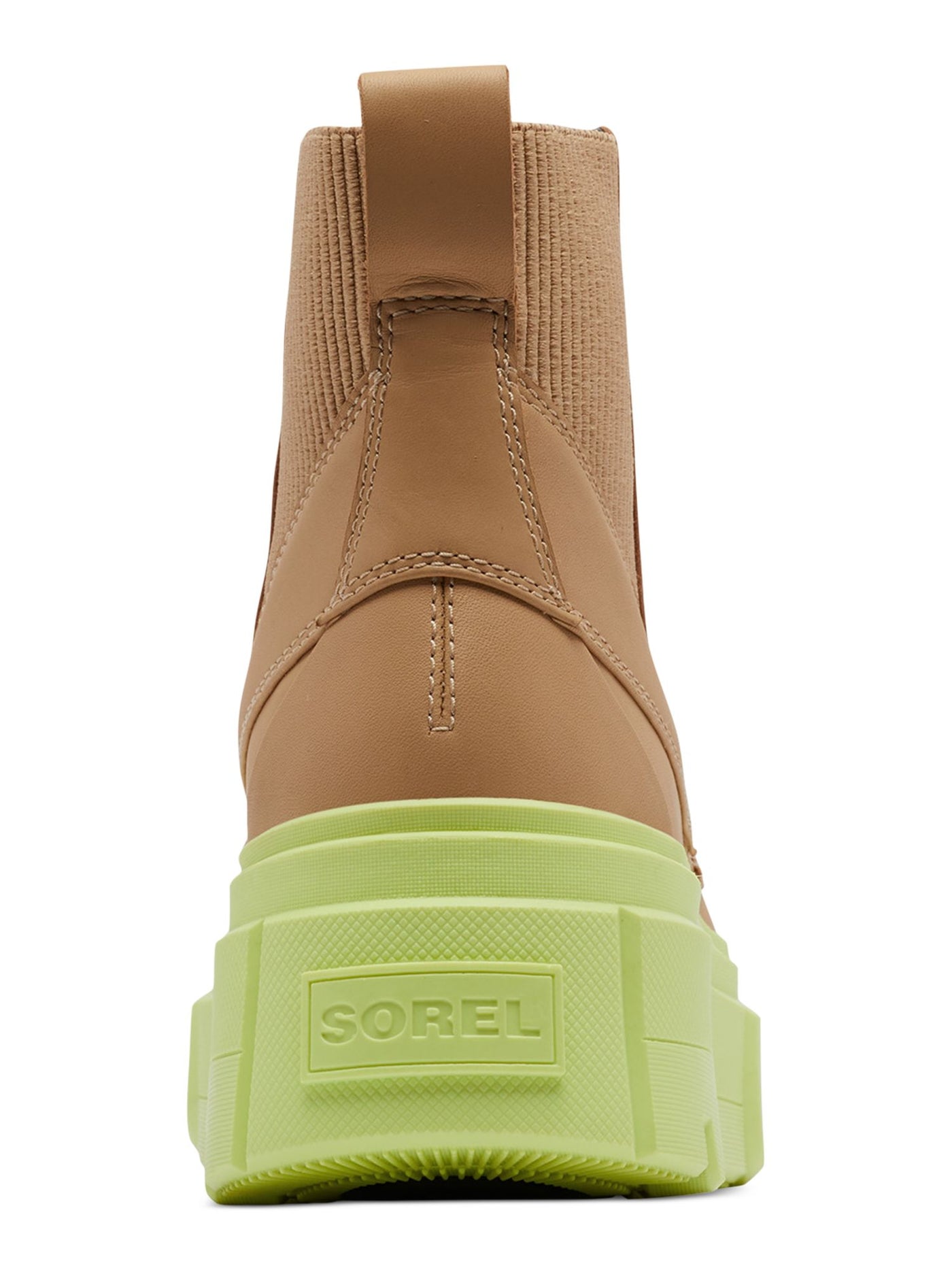 SOREL Womens Beige Heel Pull-Tab Goring Cushioned Caribou X Round Toe Platform Chelsea 6